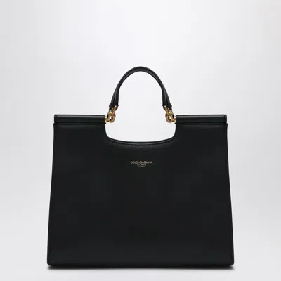 Dolce & Gabbana Small Sicily Logo Shopping Bag In Black