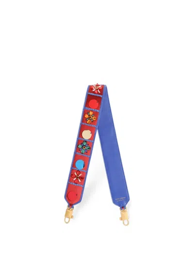 Dolce & Gabbana Bag Shoulder Strap With Embroidery In Blue