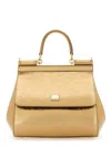 Dolce & Gabbana Sicily Metallic Leather Tote Bag In Gold