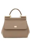 Dolce & Gabbana Large Sicily Handbag In Light Mud Calf Leather