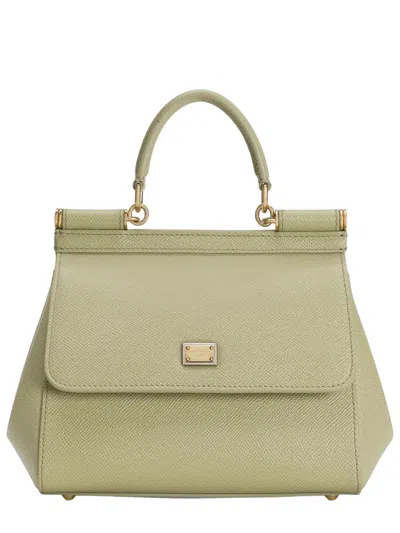 Dolce & Gabbana Sicily Medium Leather Handbag In Green