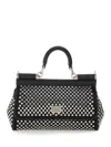 Dolce & Gabbana Embellished Fabric And Calf Small Sicily Handbag In Black