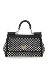 Dolce & Gabbana Embellished Fabric And Calf Small Sicily Handbag In Black