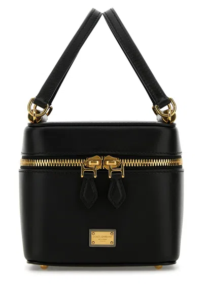 DOLCE & GABBANA DOLCE & GABBANA BLACK LEATHER SICILY CUBE HANDBAG