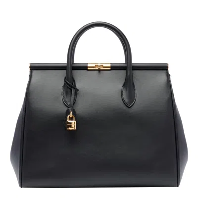 Dolce & Gabbana Xl Maxi Marlene Day Grained Leather Top Handle Bag In Black