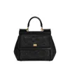 Dolce & Gabbana Black Nappa Leather And Fabric Sicily Handbag