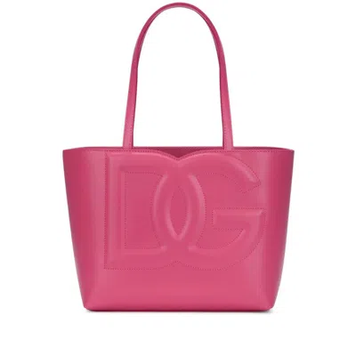 Dolce & Gabbana Small Logo Shopping Bag Tote Bag Fuchsia In Pink