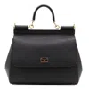 Dolce & Gabbana Black Leather Sicily Big Top Handle Bag