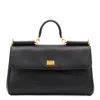 Dolce & Gabbana Black Leather My Sicily Top Handle Bag In Black