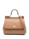 Dolce & Gabbana Large Sicily Top Handle Bag In Dauphine Leather In Brown