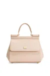 Dolce & Gabbana Large Sicily Top Handle Bag In Dauphine Leather In Pink