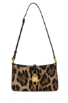 Dolce & Gabbana Lock Leather-trimmed Leopard-print Satin-twill Shoulder Bag In Brown