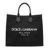 Dolce & Gabbana Large Nylon Shopper With Rubberized Logo In Black