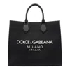 Dolce & Gabbana Large Nylon Shopper With Rubberized Logo In Black