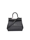 Dolce & Gabbana Medium Sicily Top Handle Bag In Dauphine Leather In Black
