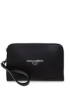Dolce & Gabbana Clutch Leather Wrist Strap In Black