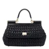 Dolce & Gabbana Sicily Medium Raffia Tote Bag In Black