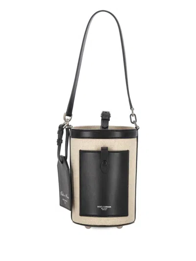 Dolce & Gabbana Canvas Messenger Bag Adjustable Strap In Black