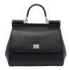 Dolce & Gabbana Medium Sicily Top Handle Bag In Dauphine Leather In Black