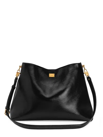 Dolce & Gabbana Metallic Detail Shoulder Bag In Black