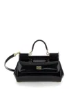 DOLCE & GABBANA 'SICILY' BLACK HANDBAG WITH LOGO PLAQUE IN PATENT LEATHER WOMAN