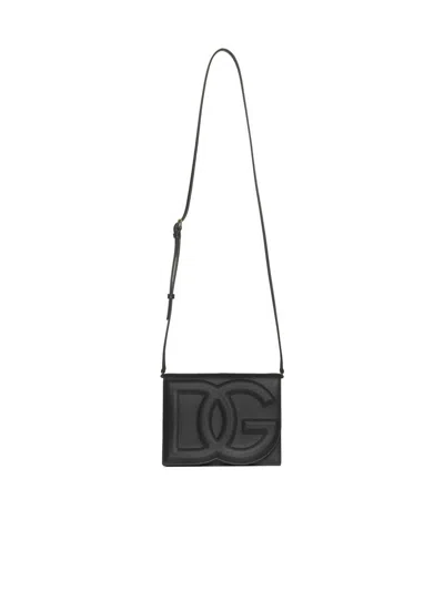 Dolce & Gabbana Dg Logo Leather Bag In Black