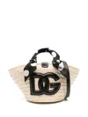 Dolce & Gabbana Woven Handbag With Iconic Logo And Polka Dot Scarf Detail In Black