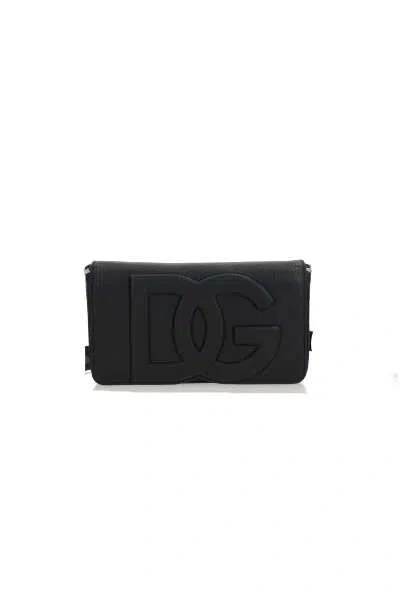 Dolce & Gabbana Mini Leather Crossbody Bag With Shoulder Strap. In Black