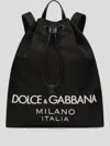 Dolce & Gabbana Logo Nylon Backpack In Black