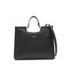 Dolce & Gabbana Black Calfskin Tote Bag With Adjustable Shoulder Strap In Black