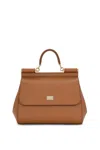 Dolce & Gabbana Medium Sicily Leather Top Handle Bag In Brown