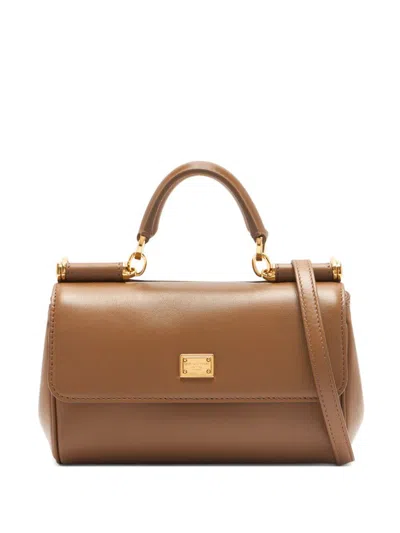Dolce & Gabbana Tote Bag With Logo Plaque In Brown