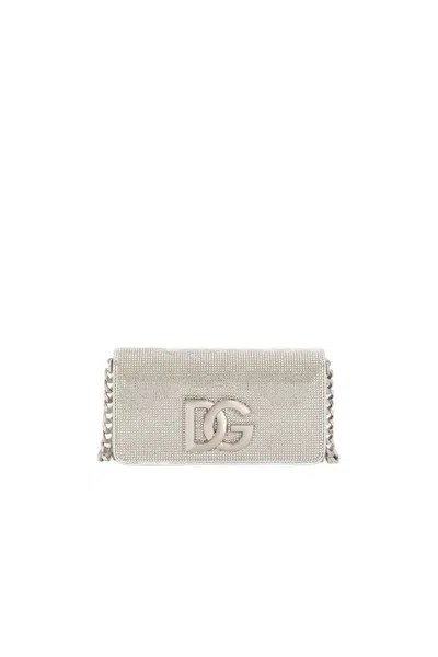 Dolce & Gabbana Shoulder Bag With Crystals In Crystal/perla