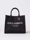 Dolce & Gabbana Large Nylon Shopper With Rubberized Logo In Black