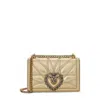 Dolce & Gabbana Leather Shoulder Bag With Frontal Jewel Detail In Gold