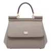 Dolce & Gabbana Large Sicily Handbag In Light Mud Calf Leather In Gray