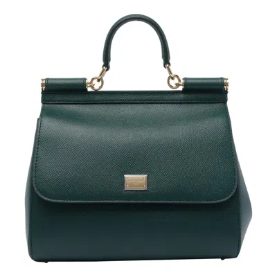 Dolce & Gabbana Sicily Media Leather Handbag In Green