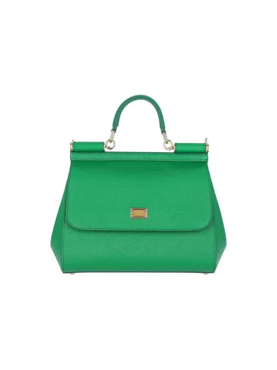 Dolce & Gabbana Green Leather Medium Sicily Handle Bag