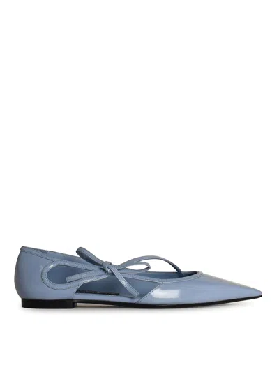 DOLCE & GABBANA LIGHT BLUE LEATHER BALLET FLATS