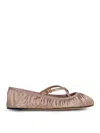 Dolce & Gabbana Pink Ballet Flats With Metallic Dg Logo Plaque In Nude & Neutrals