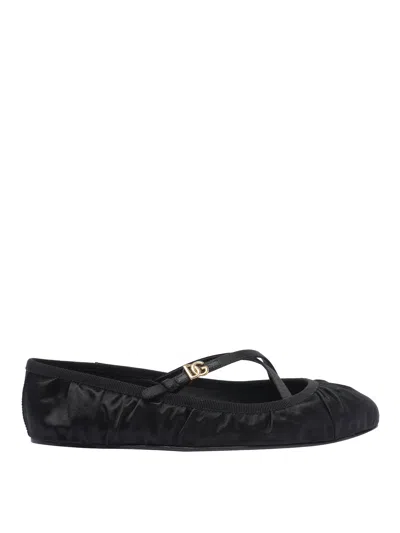 DOLCE & GABBANA DG LOGO SATIN BALLETS