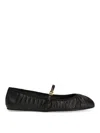 Dolce & Gabbana Black Ballerinas With Metallic Logo And Strap In Leather Woman In Black