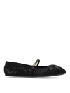 Dolce & Gabbana Black Ballerinas With Metallic Logo And Strap In Leather Woman In Black
