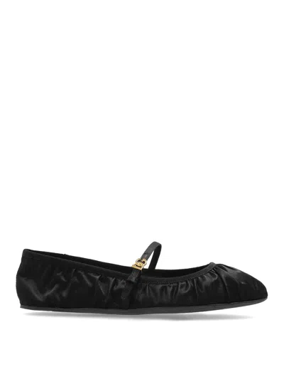 DOLCE & GABBANA LOGO-BUCKLE BALLERINA SHOES