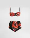 Dolce & Gabbana Convertible Floral-print Underwired Balconette Bikini