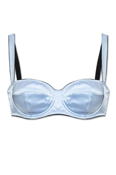 Dolce & Gabbana Satin Balconette Bra In Blue