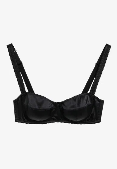 Dolce & Gabbana Balconette Bra In Stretch Silk Satin In Black