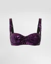 Dolce & Gabbana Balconette Bra With Micro-sequin Embroidery In Fuchsia