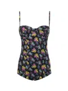 Dolce & Gabbana Small Floral-print Balconette One-piece Swimsuit In Black