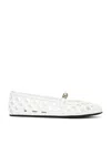 Dolce & Gabbana Formale Cutout Leather Ballet Flats In Optical White